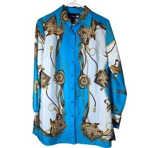 Antthony Original 2-Piece Western Blouse Long Sleeve Artsy Blue Boxy Women’s 6
